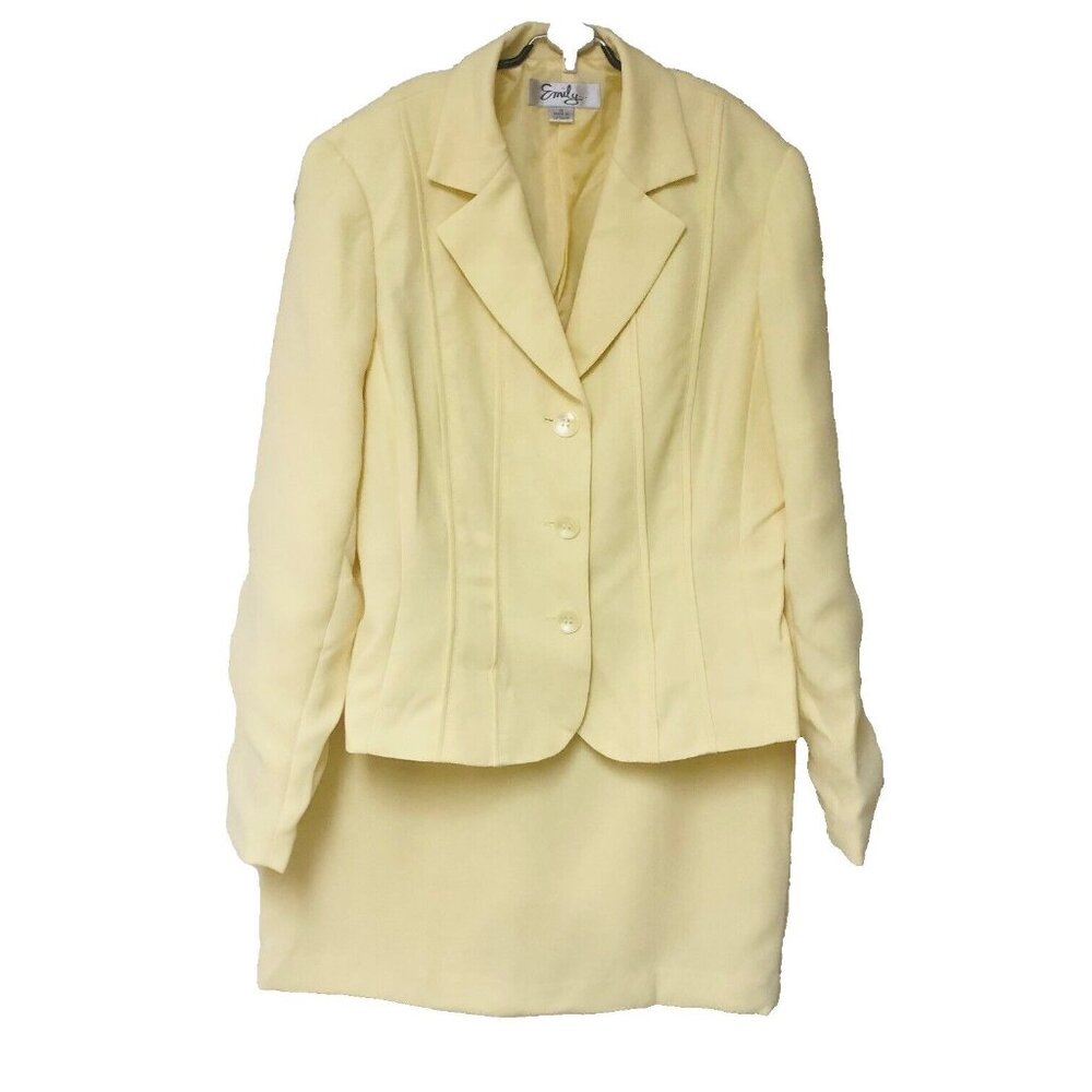 NWT Emily Yellow Skirt Suit Women's 10 Lined Career Church Mom Grandma FLAW $200